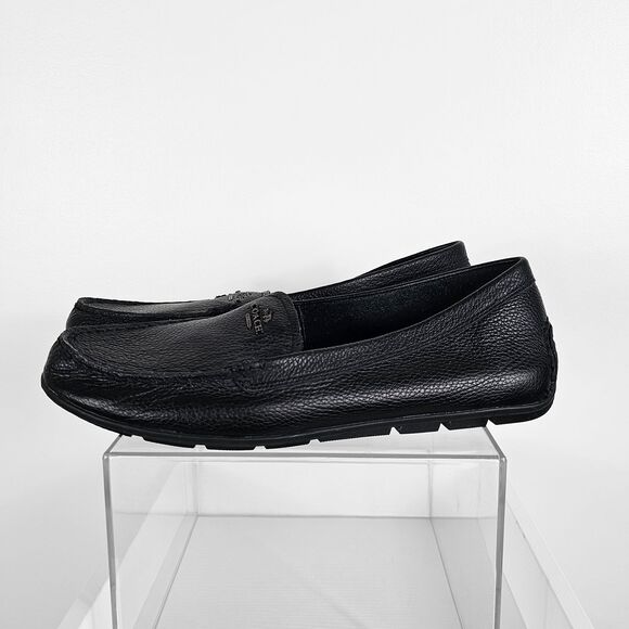 Coach Size 10 Black Leather Mary Lock Up Flat Loafers - Picture 6 of 7